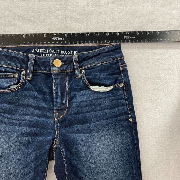 American Eagle Skinny Jeans Women's 4 Short Black Stretch Denim Low Rise Pants - Picture 7 of 13